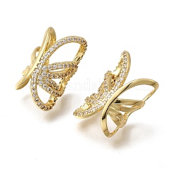Boucles d'oreilles papillon en laiton micro pavé de zircones cubiques transparentes&nbsp;EJEW-P322-16G