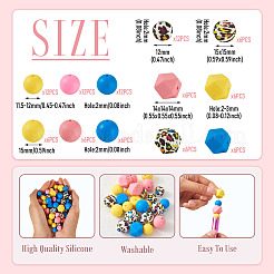 96 pièces 12 styles de perles de silicone écologiques de qualité alimentaire&nbsp;SIL-TA0003-54