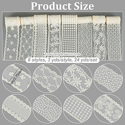24 Yards 8 Stile Polyester Stickerei Mesh Blume Spitzenband&nbsp;OCOR-PH0004-73