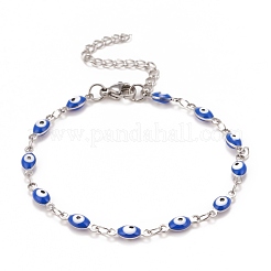 Bracciale con catene a maglie smaltate a forma di occhio di cavallo&nbsp;BJEW-P271-05P