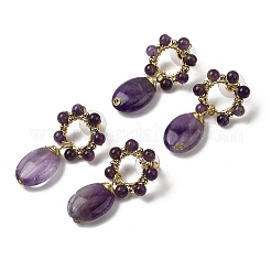 Amatista pendientes naturales del perno prisionero colgante&nbsp;EJEW-G454-01G-08