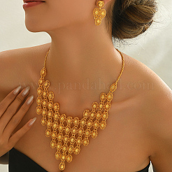 Elegante collana e orecchini con nappa ovale cava in lega per matrimonio e fidanzamento&nbsp;MR8417