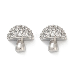 Pendientes de botón con micropavé de latón con forma de hongo y circonitas cúbicas transparentes&nbsp;EJEW-F895-17P