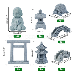 7 pièce 7 styles d'ornements en résine/pierres précieuses&nbsp;DJEW-FH0001-31