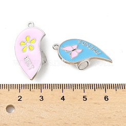 Pendenti divisi in lega di perle rosa e smalto azzurro cielo&nbsp;PALLOY-V006-03A-P