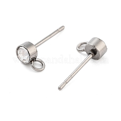 Anlaufgeschützte Ohrstecker aus Edelstahl 202 mit Strassen&nbsp;X-STAS-U012-05P