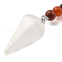 Portachiavi con pendente a cono in cristallo di quarzo naturale&nbsp;G-Z033-08P-01