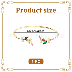 1 bracelet manchette élégant en laiton avec zircone cubique pour femme&nbsp;BJEW-LP0003-33G-01