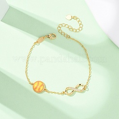 Braccialetti sportivi in ottone con micro pavé di zirconi cubici e maglie infinite&nbsp;LS-BJEW-D386-01D-G