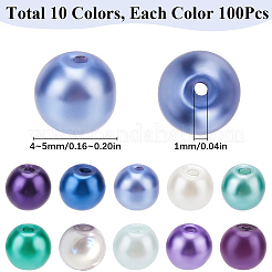 1000 Stück 10 Farben Einbrennlack Perlmuttglas Imitationsperlen Rundperlen&nbsp;HY-SP0001-01C