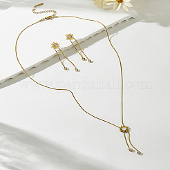 Sets aus Edelstahl-Ohrsteckern und Lariat-Halsketten für Damen&nbsp;EB5177-1