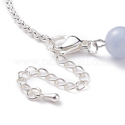 Armband aus natürlichen weißen Jadeperlen (gefärbt) mit Roloketten aus 304 Edelstahl&nbsp;BJEW-JB08145-05