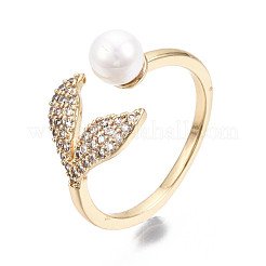 Messing Micro Pave klare Manschettenringe aus Zirkonia&nbsp;RJEW-N030-008-NF