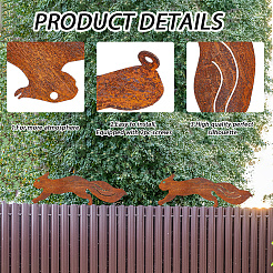 Eisen rostig Eichhörnchen laufen Silhouette Schraube Plug-in Garten Anhänger&nbsp;AJEW-WH20002-40