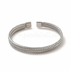 Offener Armreif aus anlaufgeschütztem 304 Edelstahl in Kettenform für Damen&nbsp;LS-BJEW-C033-01P