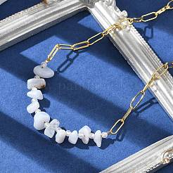Colliers de perles en agate bleue naturelle&nbsp;NJEW-C070-04G-03