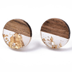 Fornituras de aretes de resina transparente y madera de nogal&nbsp;MAK-N032-008A-F01