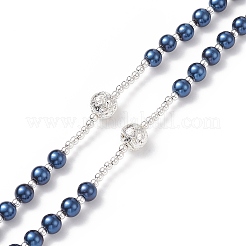 Rosenkranzkette aus natürlichem Lavagestein und Glasperlen&nbsp;NJEW-TA00041-03