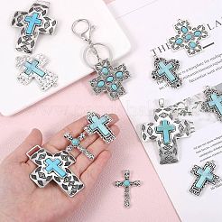 16 Stück Türkis + Legierung + Zirkon Anhänger Vintage Türkis Kreuz Anhänger Legierung Zubehör DIY Halskette Zubehör (8 Stile)&nbsp;JX640A