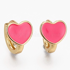 Orecchini a cerchio huggie in ottone smaltato&nbsp;EJEW-L231-61