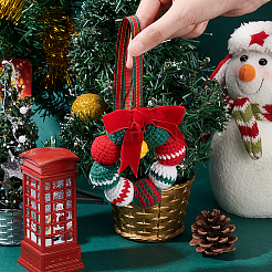 Guirlande de noël au crochet avec des décorations suspendues de cloche&nbsp;HJEW-WH0007-13