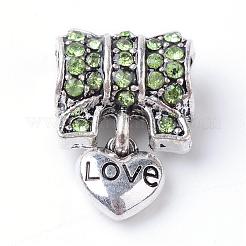 Legierung Strass europäische baumeln Charms&nbsp;MPDL-S043-M