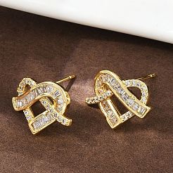 Orecchini da donna in ottone con micro pavé di zirconi cubici&nbsp;EJEW-K312-01G