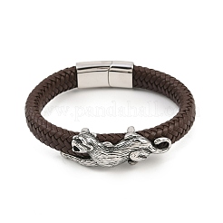11.5 mm geflochtene Leopardenarmbänder aus Mikrofaser-Leder&nbsp;BJEW-H631-02AS-02