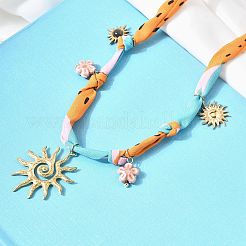 Collar con colgante de flor de cerámica&nbsp;NJEW-A063-10G