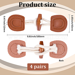 4 Paar Knebelschnallen aus Holz und PU-Kunstleder&nbsp;DIY-CY0002-24