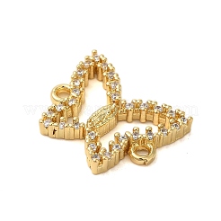 Breloques de connecteur papillon creux en zircone cubique transparente&nbsp;KK-C067-07G
