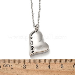 Acciaio inossidabile 304 per sempre nel mio cuore ricordo ceneri collane con ciondolo commemorativo&nbsp;NJEW-P326-04P