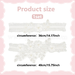 2 Stück elastische Brautstrumpfbänder aus Polyester-Spitze mit Blumenmuster&nbsp;AJEW-WH0007-30