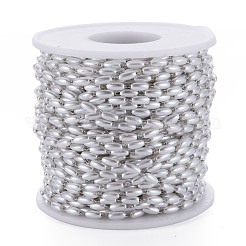 Chaînes à perles imitation perles en acier inoxydable 304 et plastique ABS&nbsp;CHS-S008-014B-P