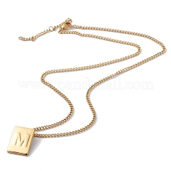 Collana con ciondolo rettangolare con lettera iniziale in acciaio inossidabile per uomo e donna&nbsp;LS-NJEW-E090-01G-13