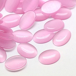 Cabochons di occhio di gatto, ovale, perla rosa, 10x8x2.5mm