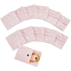 NBEADS 12 Pcs Velvet Jewelry Pouches with Snap Button, Pink Velvet Jewelry Storage Bags Small Velvet Gift Bags for Traveling Rings Bracelets Necklaces Earrings Watch, 2.76x2.76 Inch