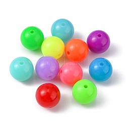 Perles en acrylique fluorescente, ronde, couleur mixte, 12mm, Trou: 2mm