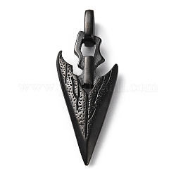 Colgantes de 304 acero inoxidable, amuleto de arma de flecha de punta de lanza, electroforesis negro, 49x18.5x4.3mm, agujero: 5x6 mm