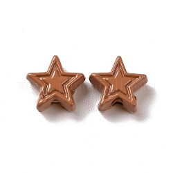 Spruzzare perline in lega verniciati, stella, cioccolato, 7x7.5x3.2mm, Foro: 1.2 mm
