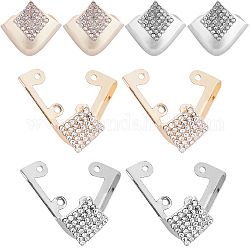 Gorgecraft 8Pcs 4 Styles Iron with Crystal Rhinestone Toe Cap Covers, Toe Protectors, for Pointed Toe High-Heeled Shoes, Mixed Color, 25~34.5x30~37.5x20~24mm, Hole: 2~3mm, 2pcs/style