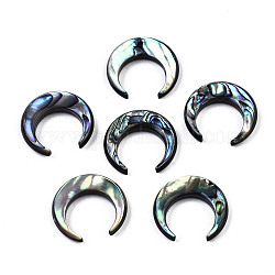 Natural Paua Shell/Abalone Shell Beads, Crescent Moon, No Hole/Undrilled, 20x19x4mm