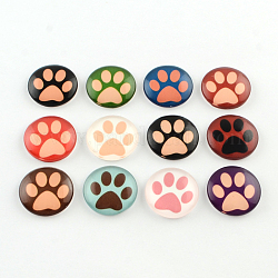 Un demi-rond / dôme patte de chien impression photo verre cabochons dos plat pour les projets de bricolage, couleur mixte, 12x4mm