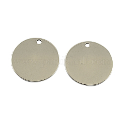 En acier inoxydable estampage tag pendentifs, plat rond, couleur inoxydable, 20x1mm, Trou: 1.5~2mm