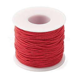 Cordon élastique rond en polyester, cordon élastique réglable, avec bobine, rouge, 1mm, environ 49.21 yards (45 m)/rouleau