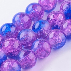 Brins de perle en verre à deux tons, ronde, support violet rouge, 8~8.5mm, Trou: 1mm, Environ 50~52 pcs/chapelet, 14.9 pouce ~ 15.7 pouces (38~40 cm)