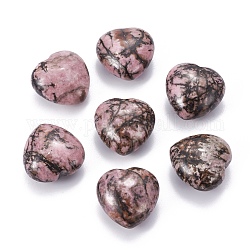 Natürlicher Rhodonit-Herz-Liebesstein, Taschenpalmenstein zum Reiki-Ausgleich, 24.5x25x14 mm