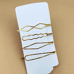 Простые железные шпильки Bobby Pin, аксессуары для волос для девочек женщин, бант, волна, ромб и капля, золотые, 70x10 мм, 4 шт / комплект