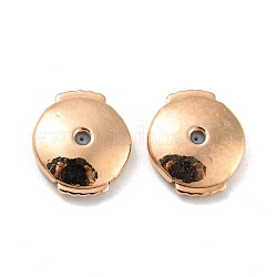 Rack Plating Brass Ear Nuts, Ear Backs, Long-Lasting Plated, Lead Free & Cadmium Free, Flat Round, Rose Gold, 8x9.5x2.5mm, Hole: 0.7mm