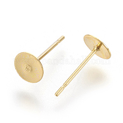 Accessoires de puces d'oreilles en 202 acier inoxydable, avec des épingles en 304 acier inoxydable, véritable 24k plaqué or, 12x6mm, pin: 0.7 mm